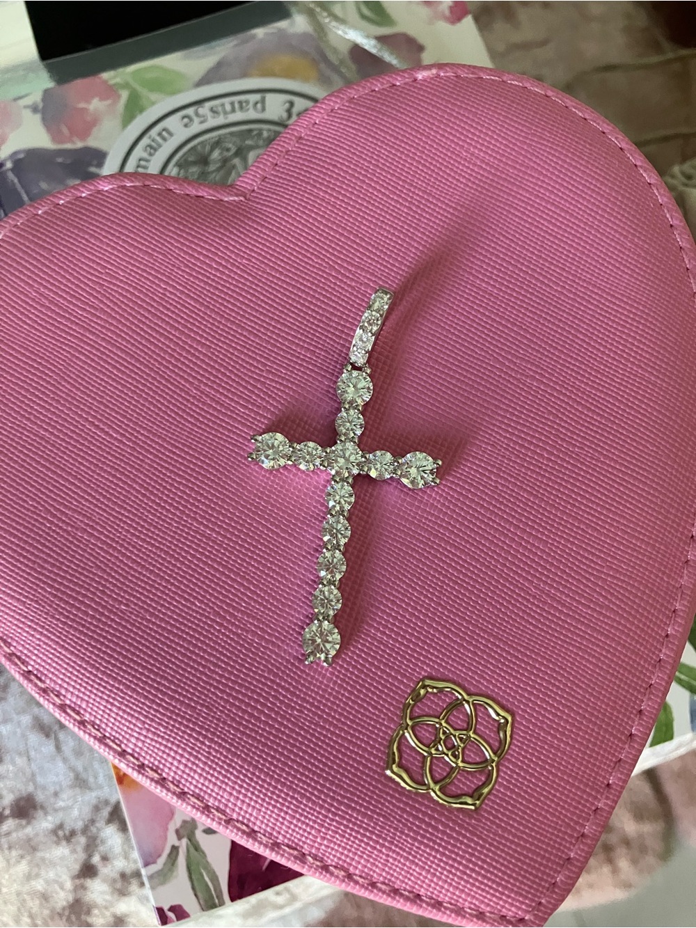 Silver Plated Cubic Zirconia Cross Pendant